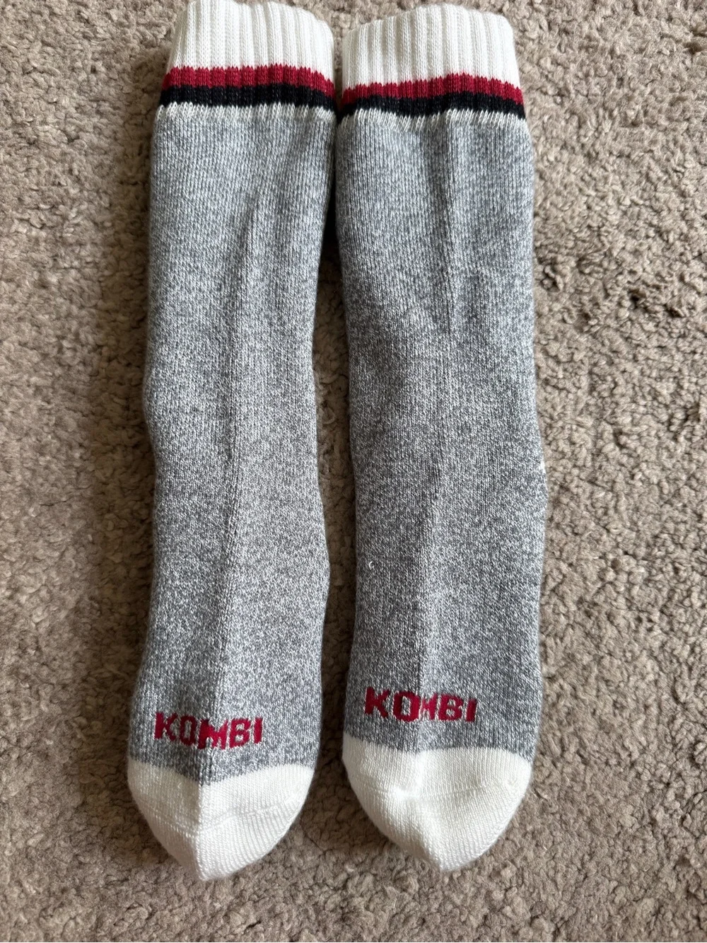 KombiGray Camper Casual Crew Small Socks with Red Accent